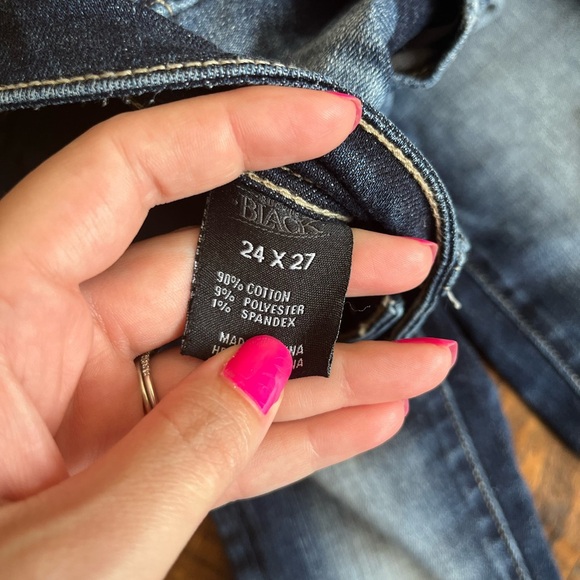 Buckle Distressed Dark Blue Skinny Jeans - Picture 2 of 5